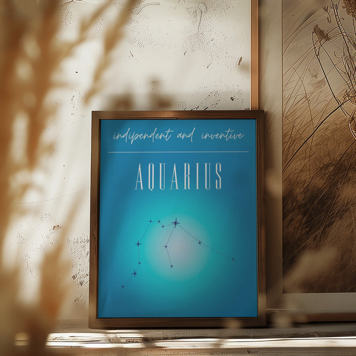 Aquarius Zodiac Print Art Framed Art Modern Wall Decor