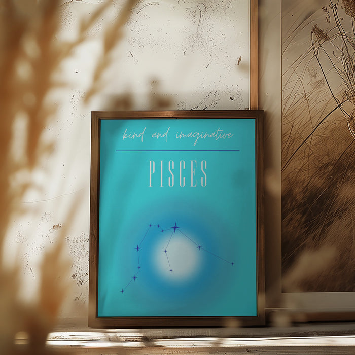 Pisces Zodiac Print Art Framed Art Wall Decor