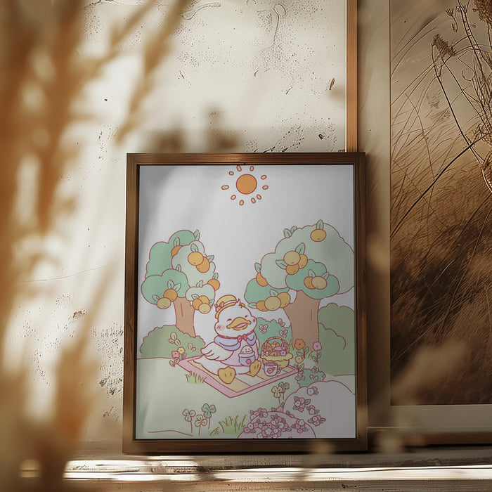 Little Duck Picnic up Framed Art Modern Wall Decor