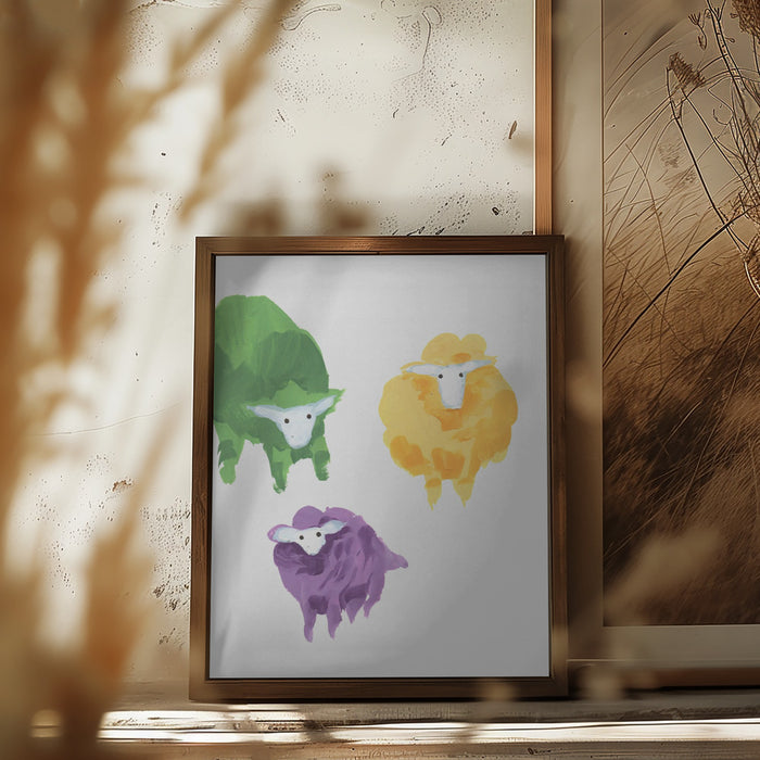 Sheep Triplets Framed Art Wall Decor