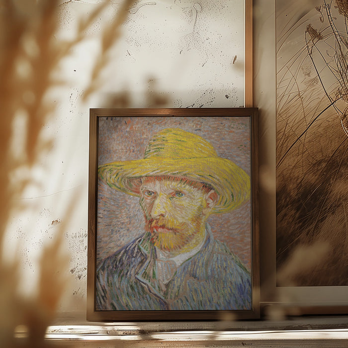 Self Portrait With Straw Hat Framed Art Wall Decor