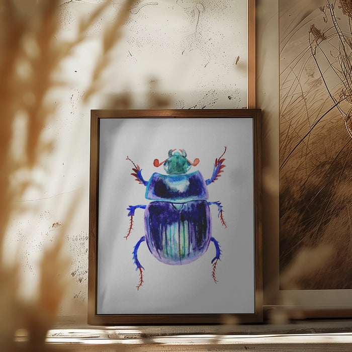 Earth-boring dung beetle or Anoplotrupes stercorosus Framed Art Wall Decor