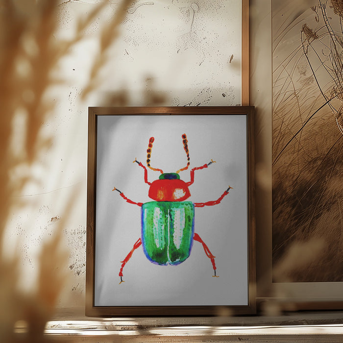 Knotweed beetle or Gastrophysa polygoni Framed Art Wall Decor