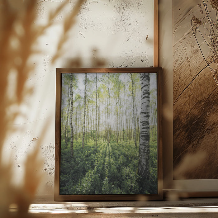 Birch Grove vertical Framed Art Modern Wall Decor