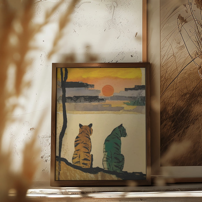 Resting Tigers Framed Art Modern Wall Decor