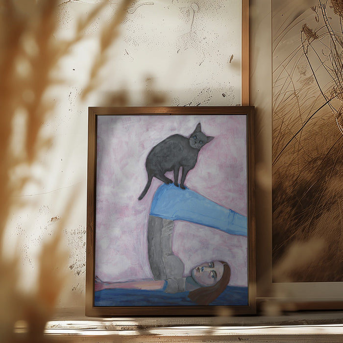 Yoga with my Cat Framed Art Wall Decor