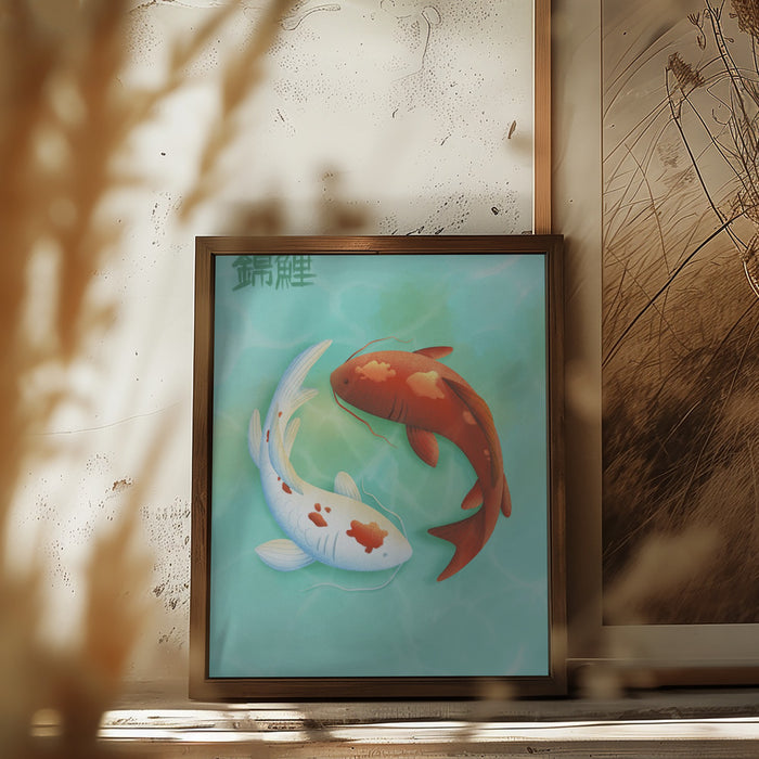 Koi Love Framed Art Wall Decor