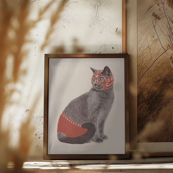 Chat Catcheur Framed Art Modern Wall Decor