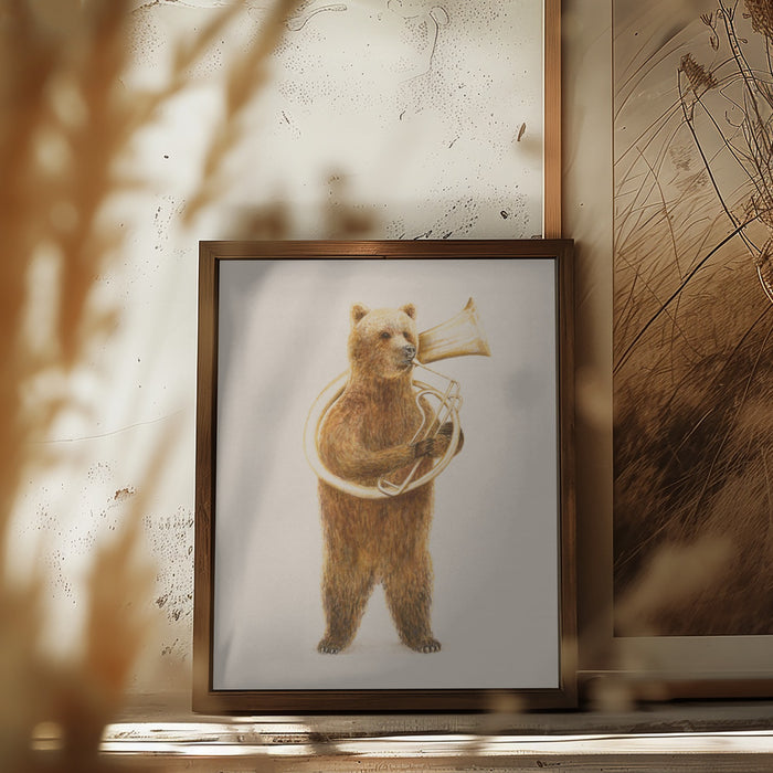 The Bear and His Helicon Framed Art Wall Decor