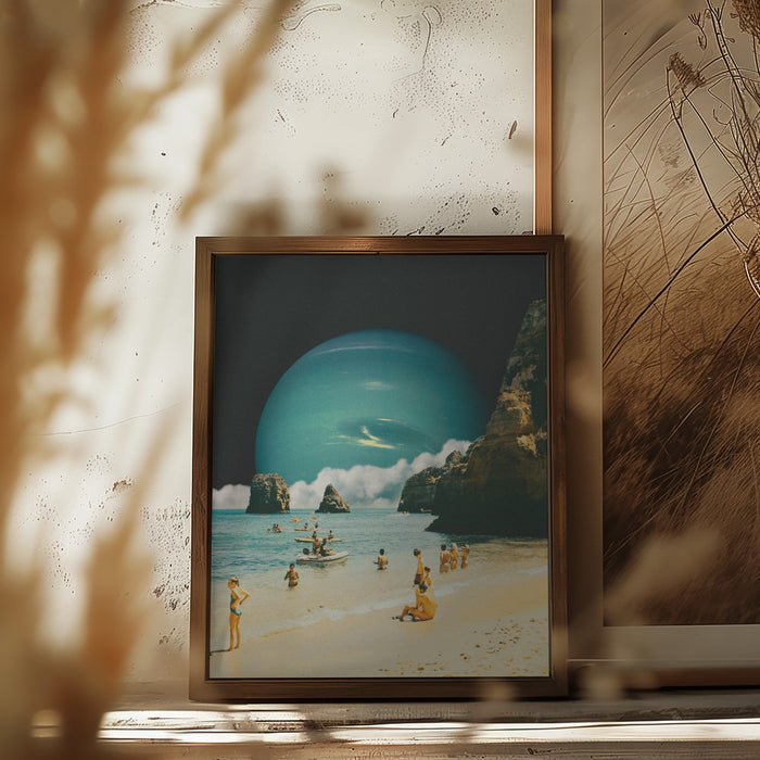 Space Beach Framed Art Modern Wall Decor