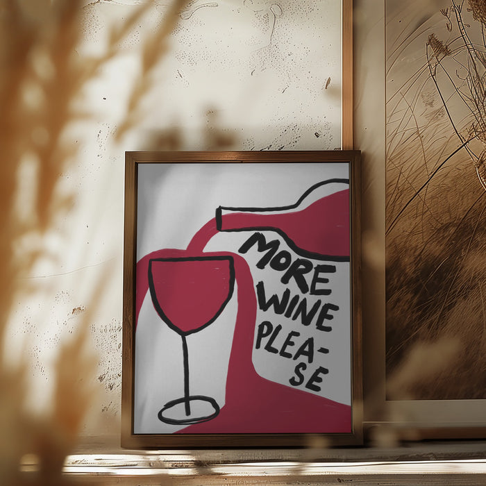 More Wine Please Framed Art Modern Wall Decor