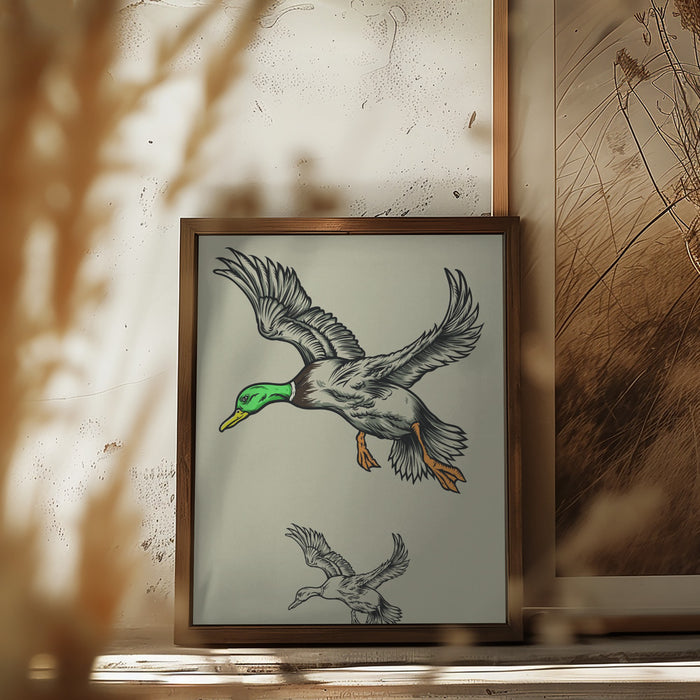 Flying Ducks Framed Art Wall Decor