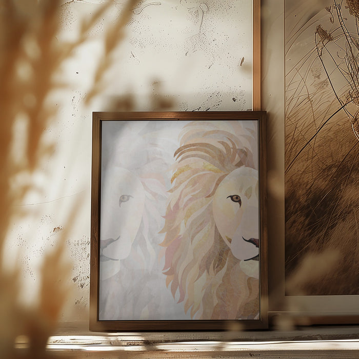 Lion Half face 1 Framed Art Wall Decor