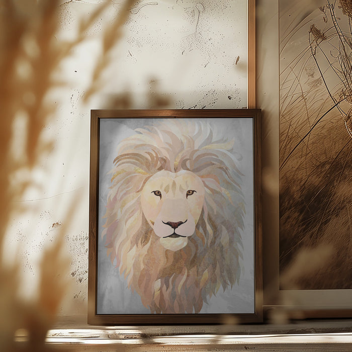 Golden lion portrait Framed Art Wall Decor