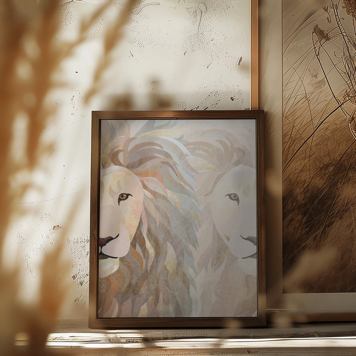 Lion half face 2 Framed Art Wall Decor