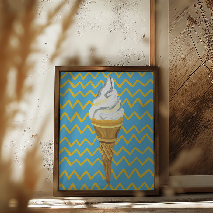 Ice Cream Blue Framed Art Wall Decor