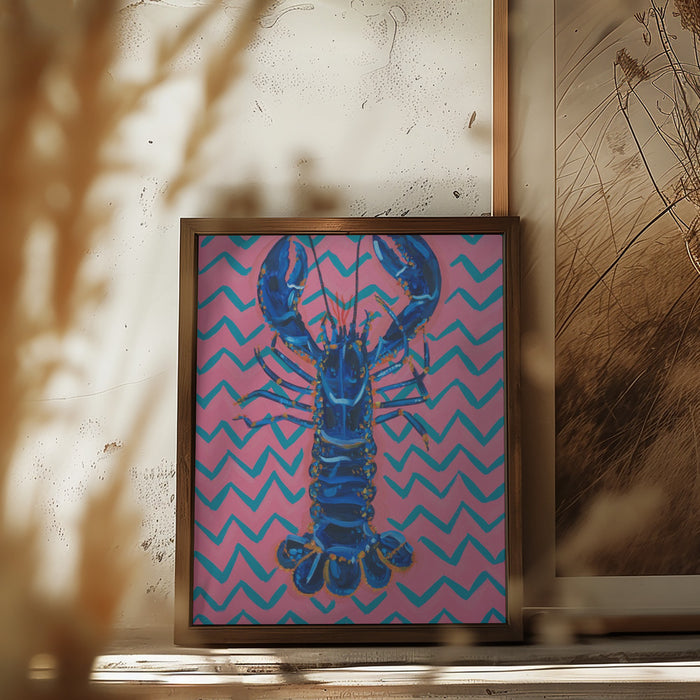 Lobster On Zigzag Framed Art Wall Decor