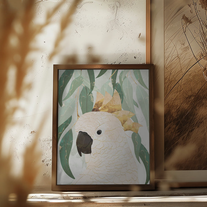 Sydney Opera Cockatoo with Eucalyptus Framed Art Wall Decor