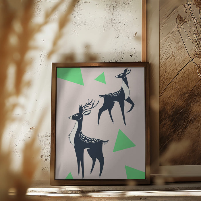 Abstract Deer #2 Framed Art Modern Wall Decor