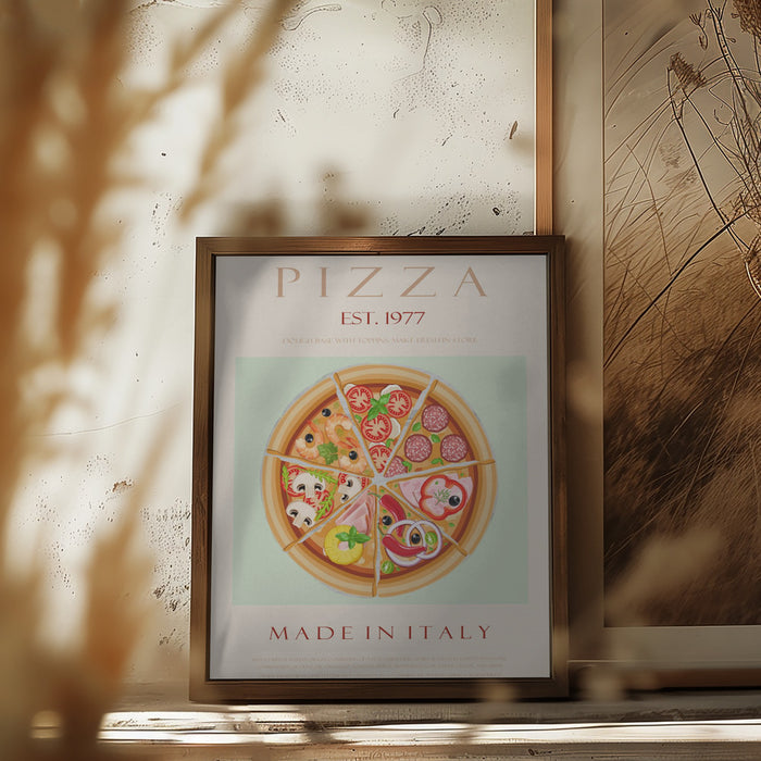 Pizza est. 1977 Framed Art Modern Wall Decor