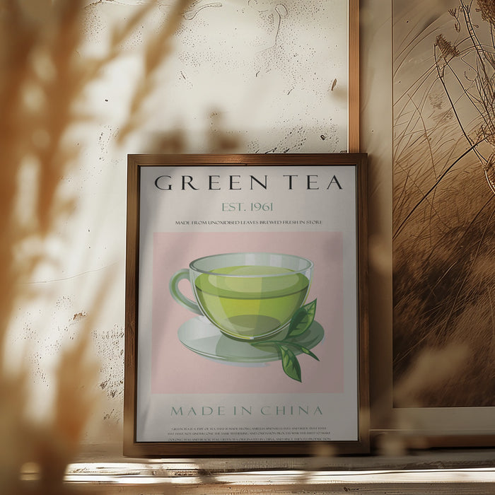 Green Tea Est. 1961 Framed Art Wall Decor