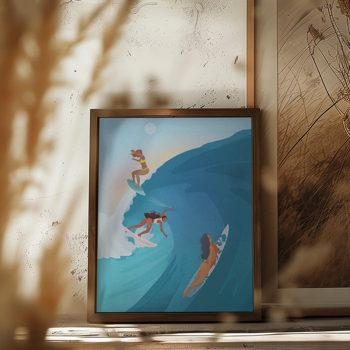 Surfers Framed Art Wall Decor