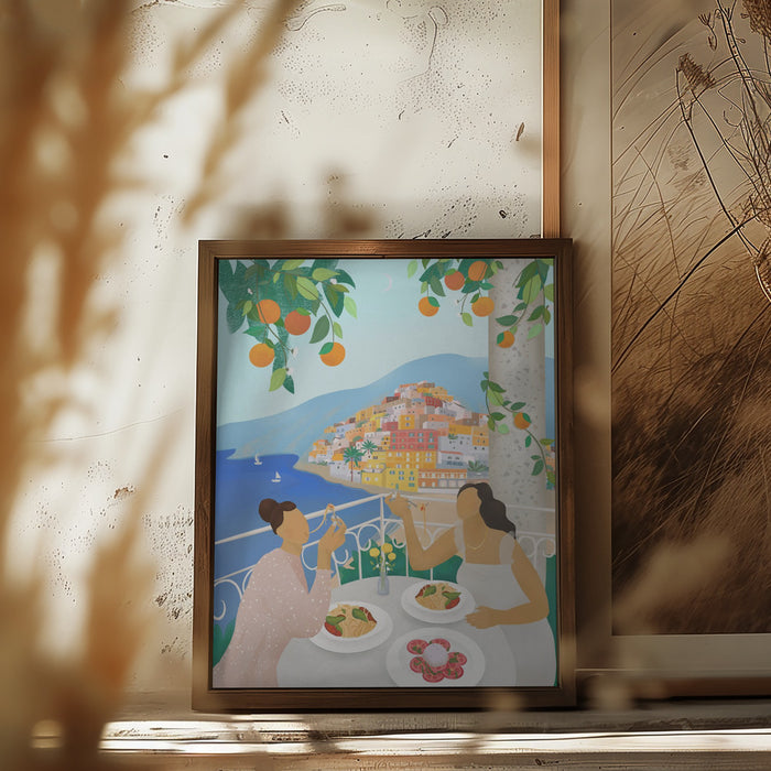 Girls in Positano Framed Art Modern Wall Decor