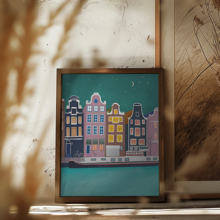 Amsterdam by night Framed Art Modern Wall Decor