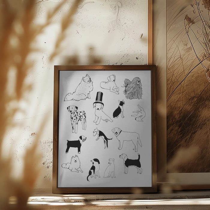 Dogs Framed Art Modern Wall Decor