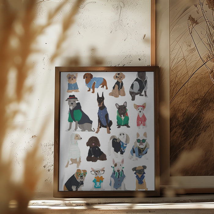 Cool Dog Print Framed Art Wall Decor