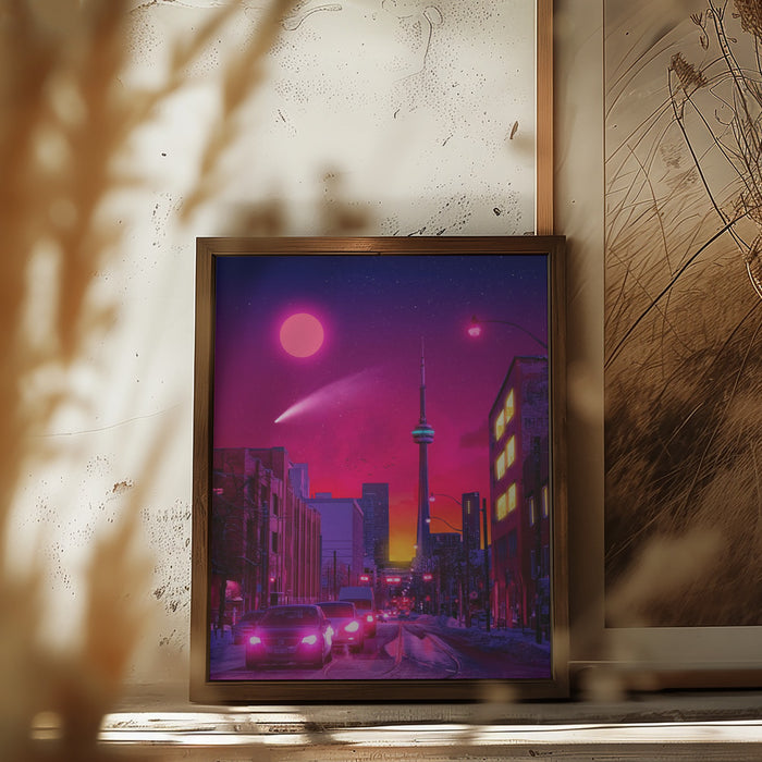 Neon City Framed Art Modern Wall Decor