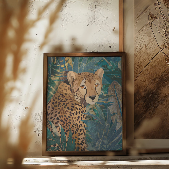 Cheetah In the Jungle 2 Framed Art Modern Wall Decor