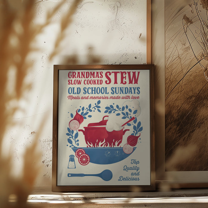 Grandmas Stew kitchen print Framed Art Wall Decor