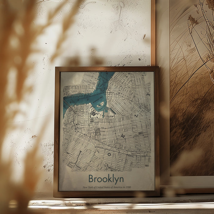 Brooklyn map Framed Art Modern Wall Decor