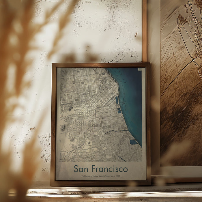 San Francisco retro map Framed Art Wall Decor