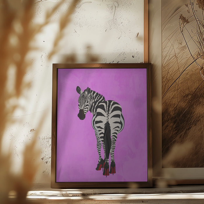 Zebra Shoes pink Framed Art Wall Decor