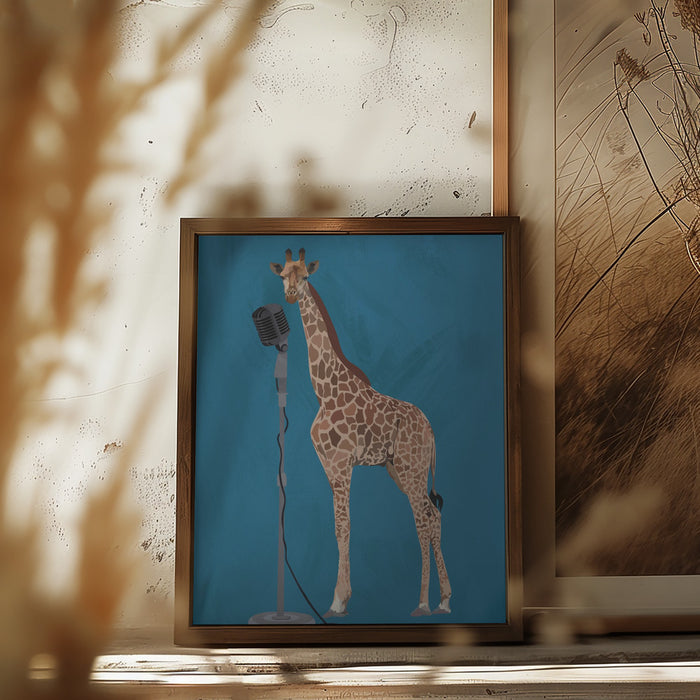 Giraffe Microphone Pink 2 01 Framed Art Wall Decor