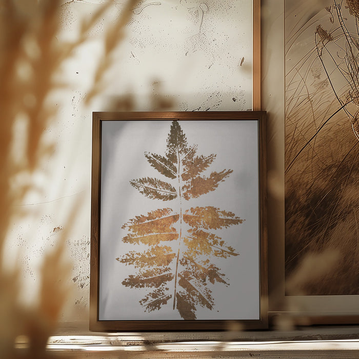 Oak Leaf Print   Gold Framed Art Modern Wall Decor