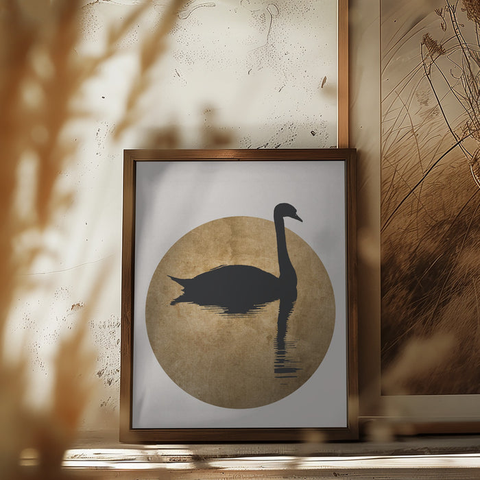 The Swan Gold Framed Art Wall Decor