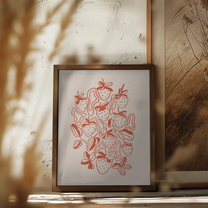 Strawberries Framed Art Modern Wall Decor