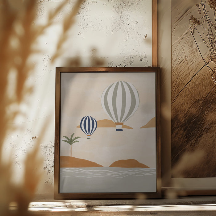 Airballoons In Dessert Framed Art Modern Wall Decor