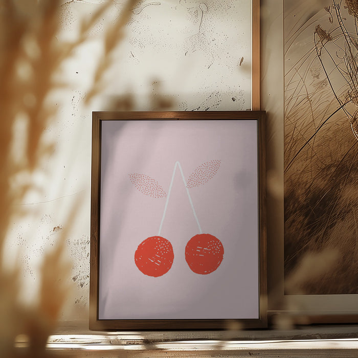 Cherries Framed Art Modern Wall Decor