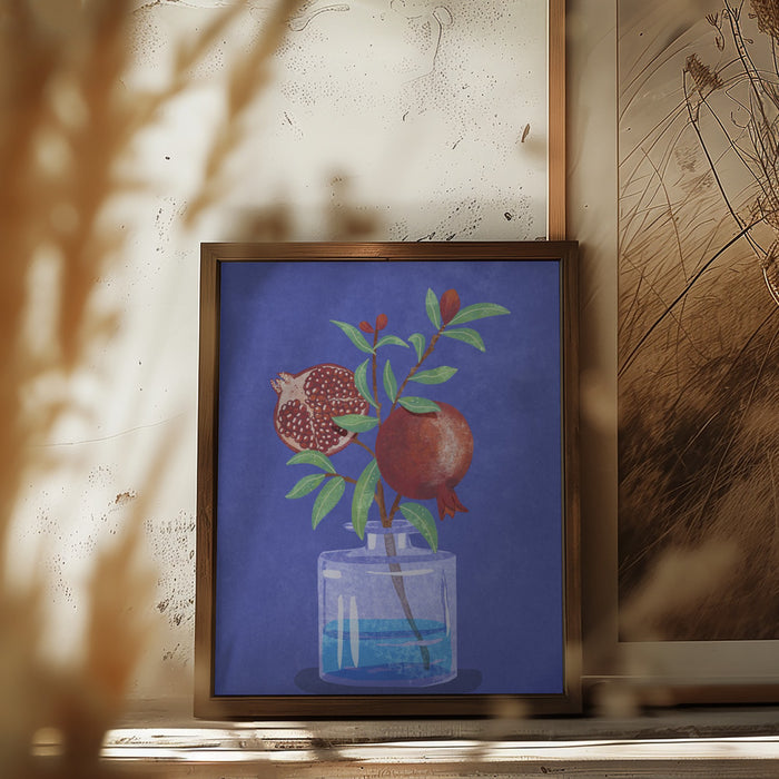 pomegranate in Vase Framed Art Modern Wall Decor