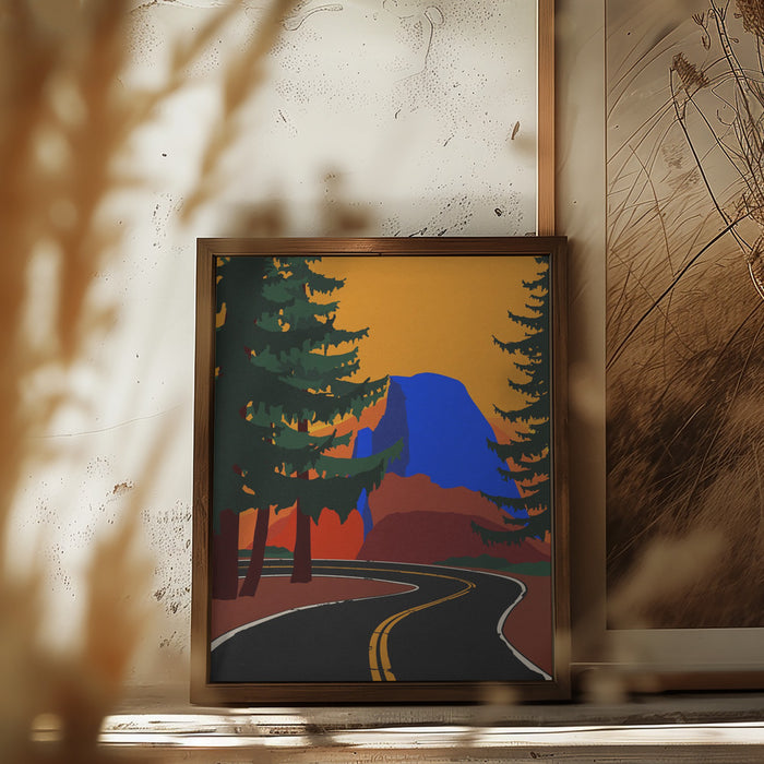 Clacier Road With Half Dome Framed Art Modern Wall Decor