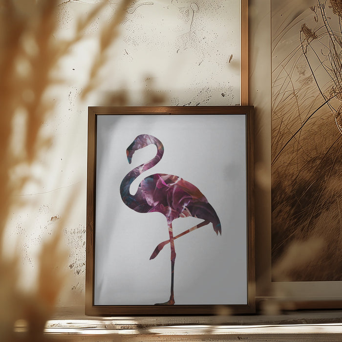 Flamingo Silhouette Framed Art Wall Decor