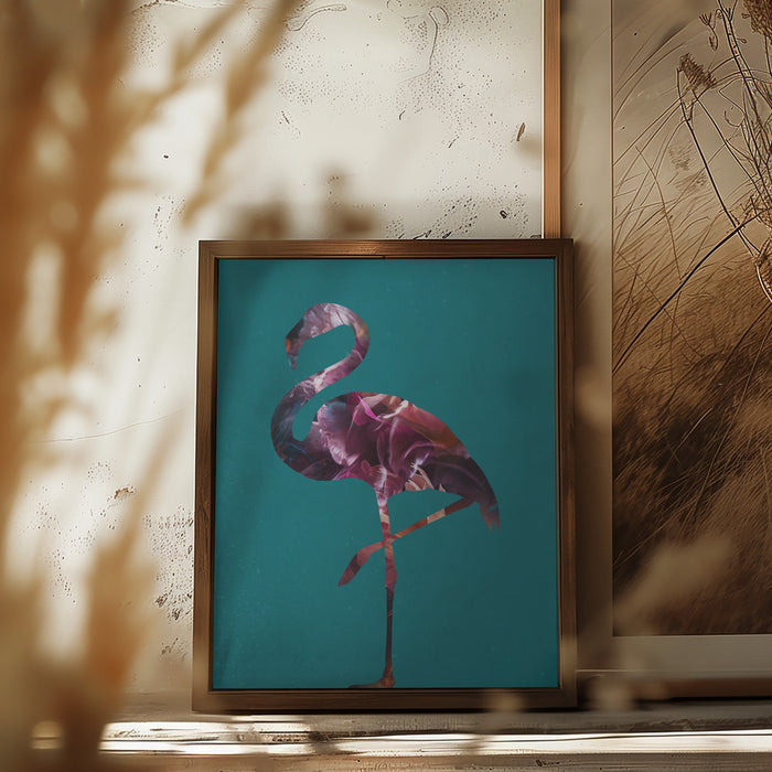 Flamingo Pink and Green Framed Art Wall Decor