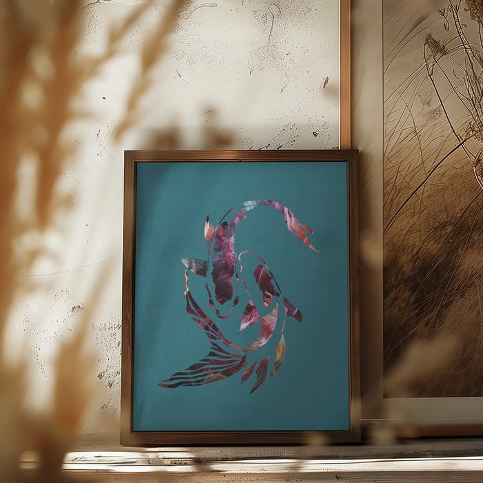 Pink Koi Fish Framed Art Wall Decor