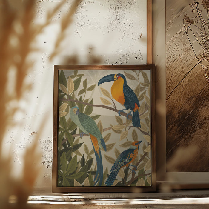 Paradise Birds Framed Art Wall Decor