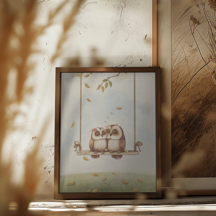 Owls in love Framed Art Wall Decor