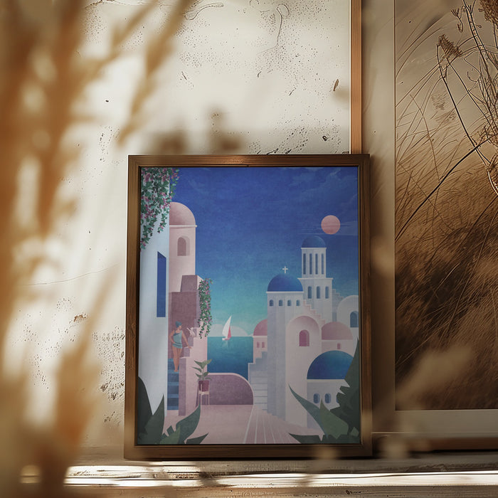 Santorini Framed Art Modern Wall Decor